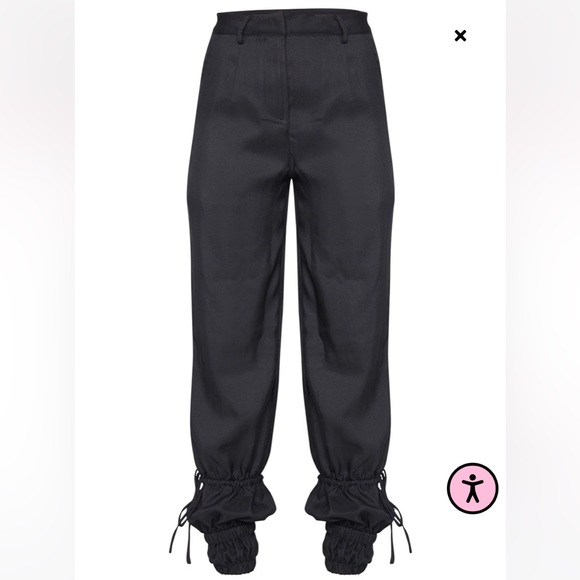 NWOT BLACK WOVEN HIGH WAIST TIE DETAIL PANTS - Picture 5 of 5